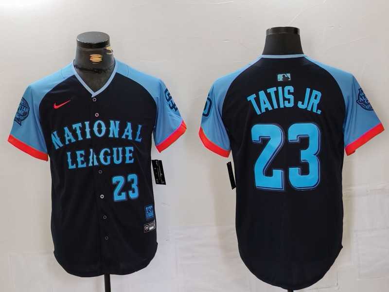 Mens San Diego Padres #23 Fernando Tatis Jr Number Navy 2024 All Star Limited Stitched Jersey